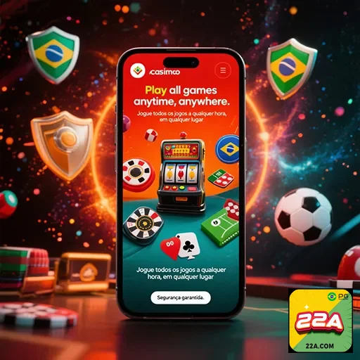 Imagem do aplicativo 22a exibido na tela, destacando funcionalidades e diseño intuitivo do site 22a.